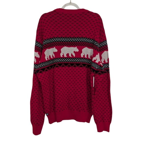Chaps Polar Bear Sweater Mens Size Large Red Christmas Holiday Cotton Crew Neck - Picture 6 of 9